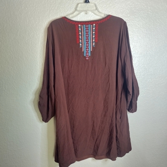 andree by unit embroidered boho long sleeve tunic top sz 2X - Picture 6 of 7